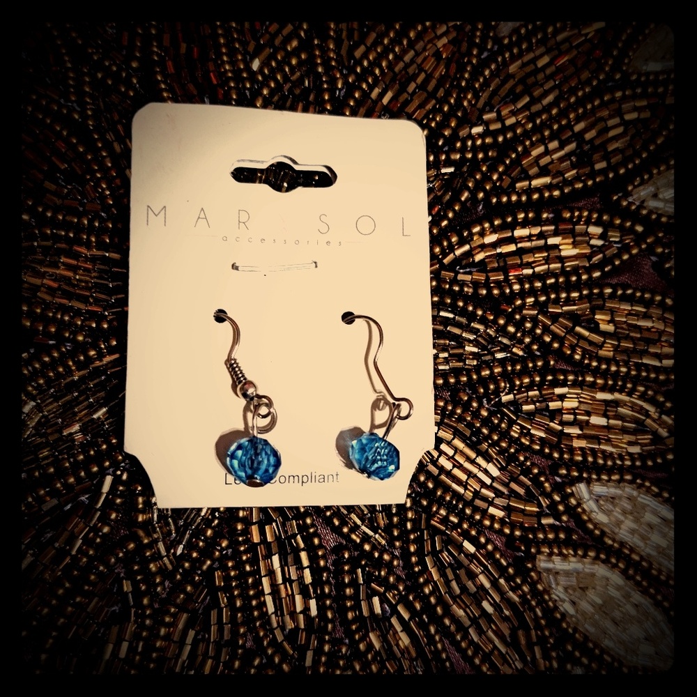 3 for $10 earrings blue single bead silver dangle